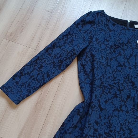 LOFT Jacquard Mini Dress Blue Black NWT - Picture 3 of 11